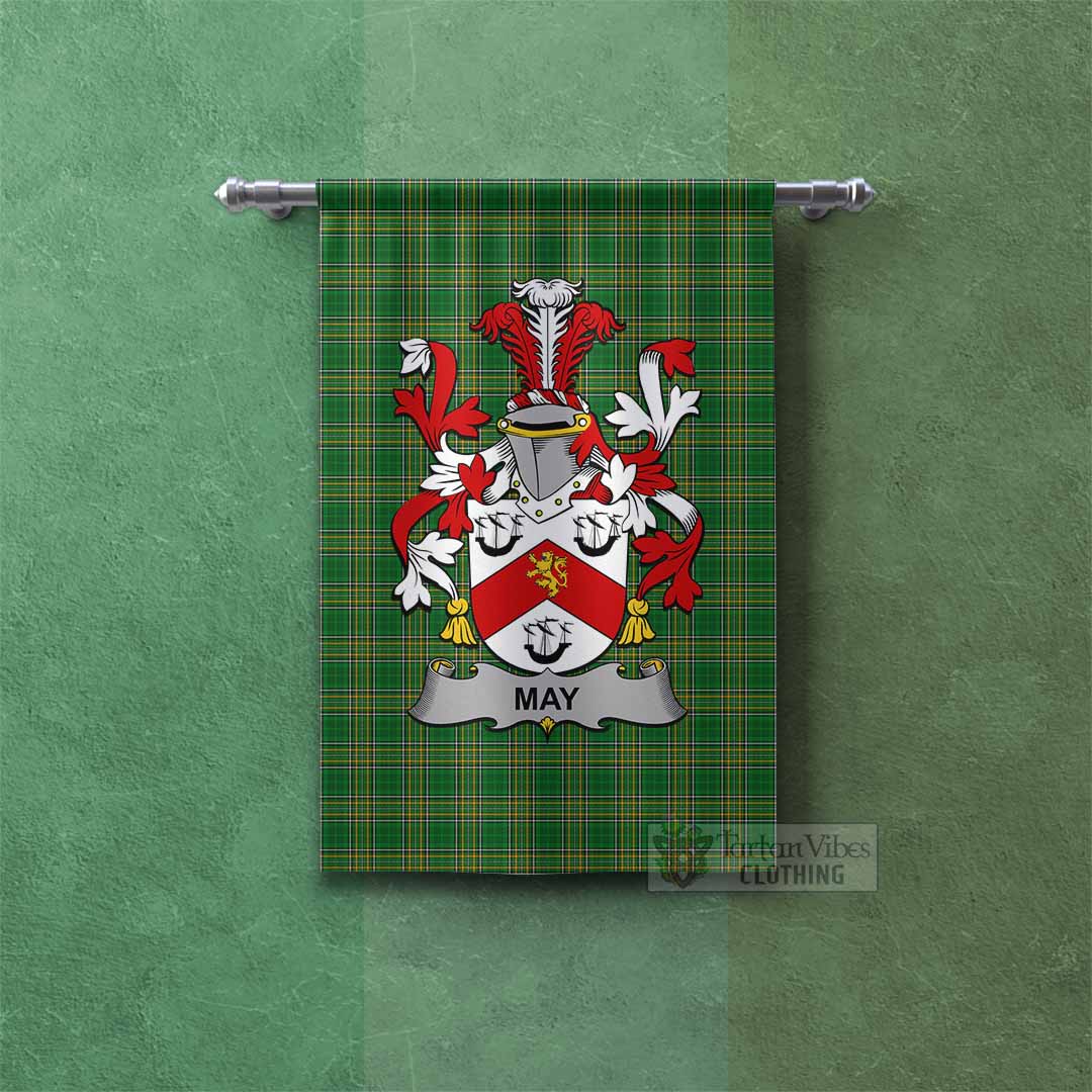 Tartan Vibes Clothing May Irish Clan Tartan Gonfalon, Tartan Banner with Coat of Arms