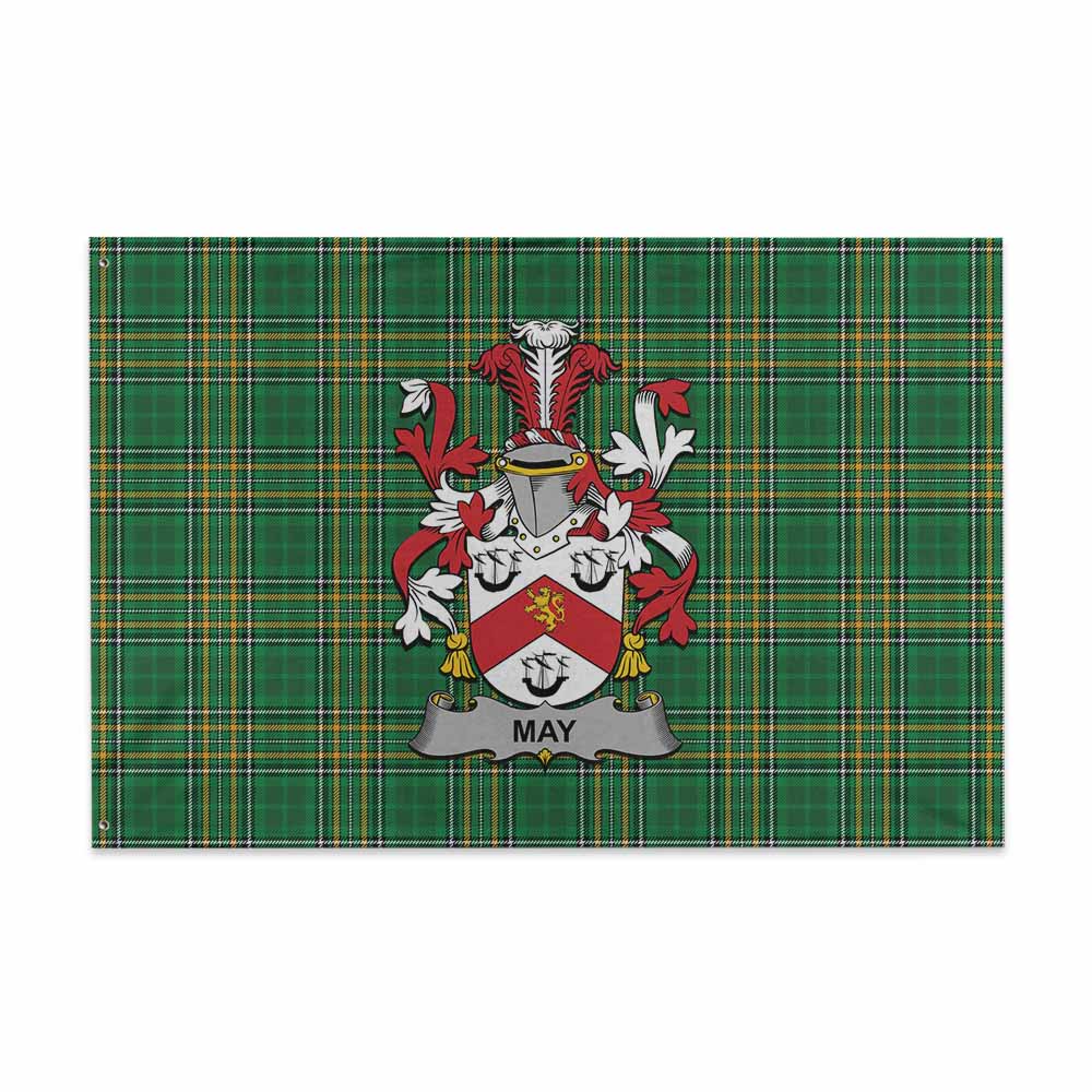 Tartan Vibes Clothing May Irish Clan Tartan House Flag with Coat of Arms