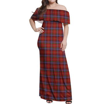 Maynard Tartan Off Shoulder Long Dress Women's Dress - Tartanvibesclothing