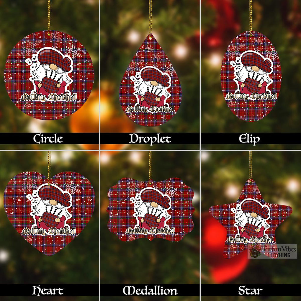 Maynard Tartan Christmas Aluminium Ornament with Scottish Gnome Playing Bagpipes Aluminium - Tartan Vibes Clothing