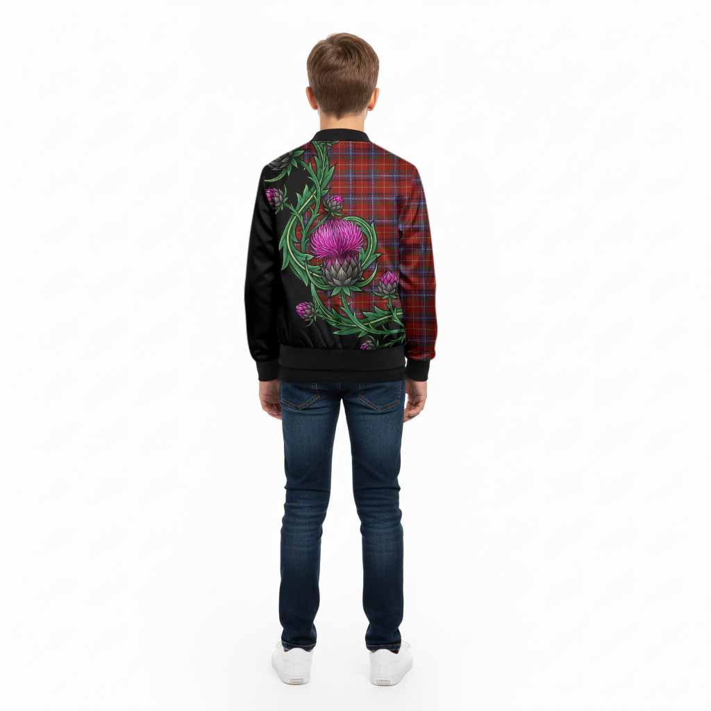 Maynard Tartan Kid Bomber Jacket Resilient Scottish Thistle - Tartan Vibes Clothing