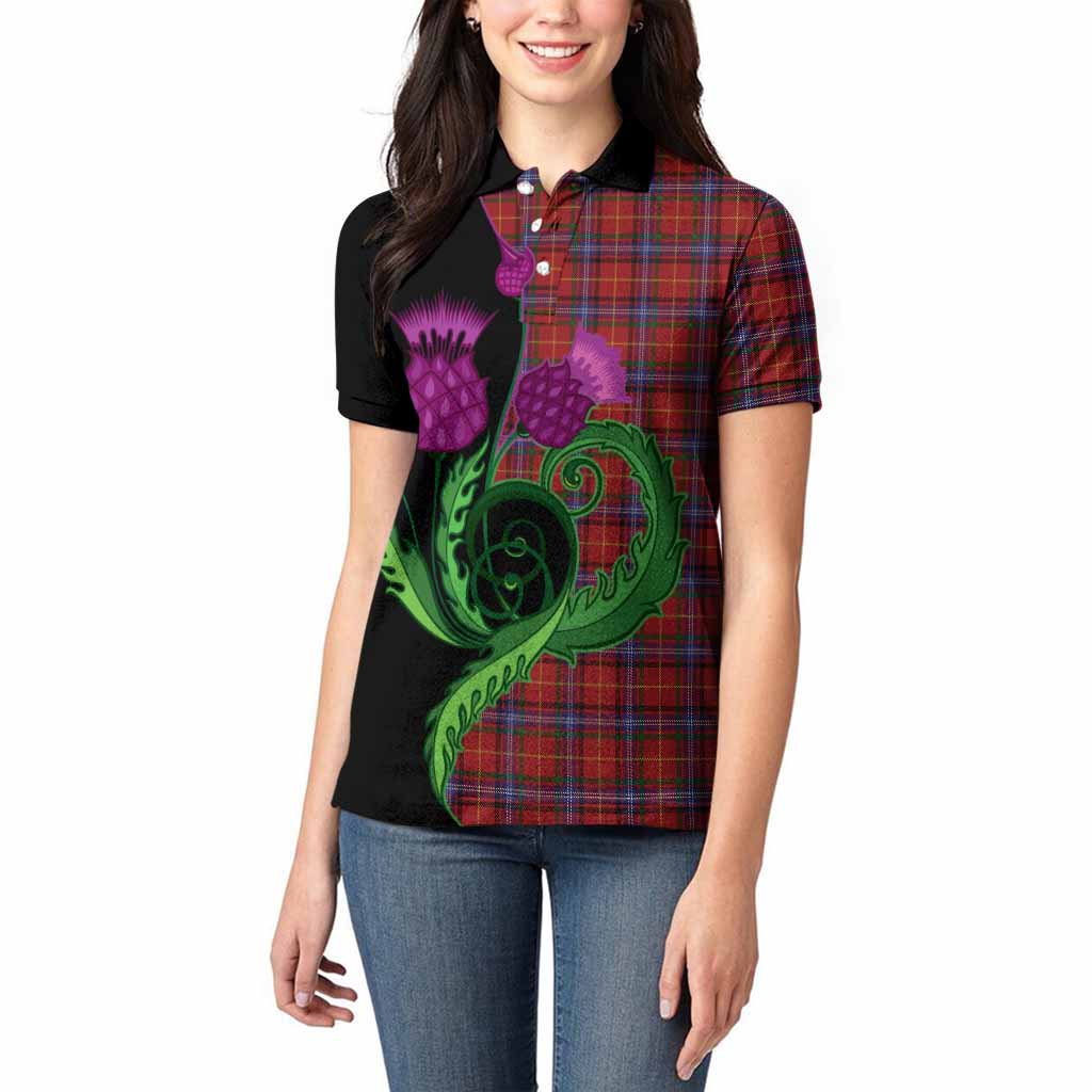 Maynard Tartan Women Polo Shirt Traditional Scottish Thistle