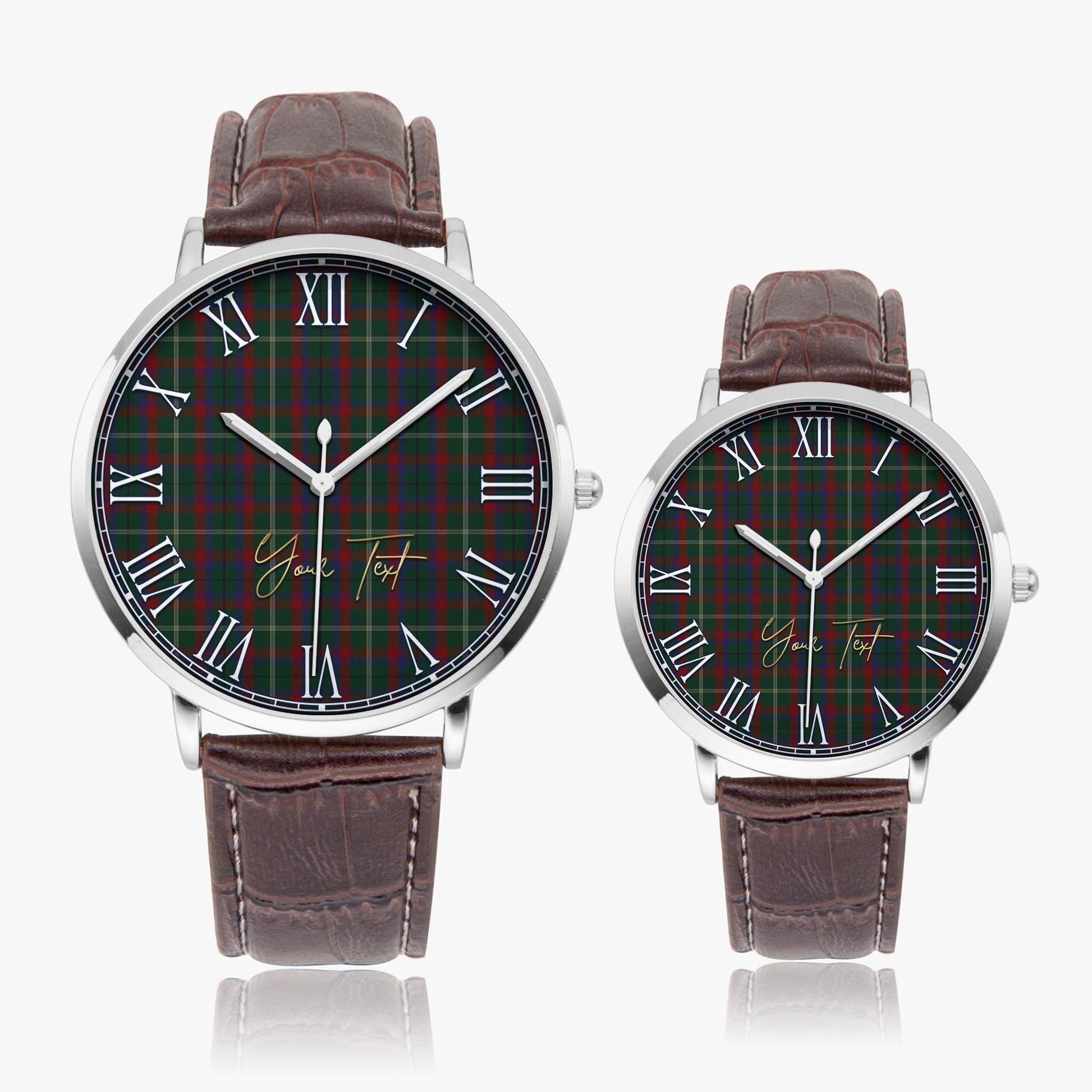 Mayo County Ireland Tartan Personalized Your Text Leather Trap Quartz Watch - Tartan Vibes Clothing