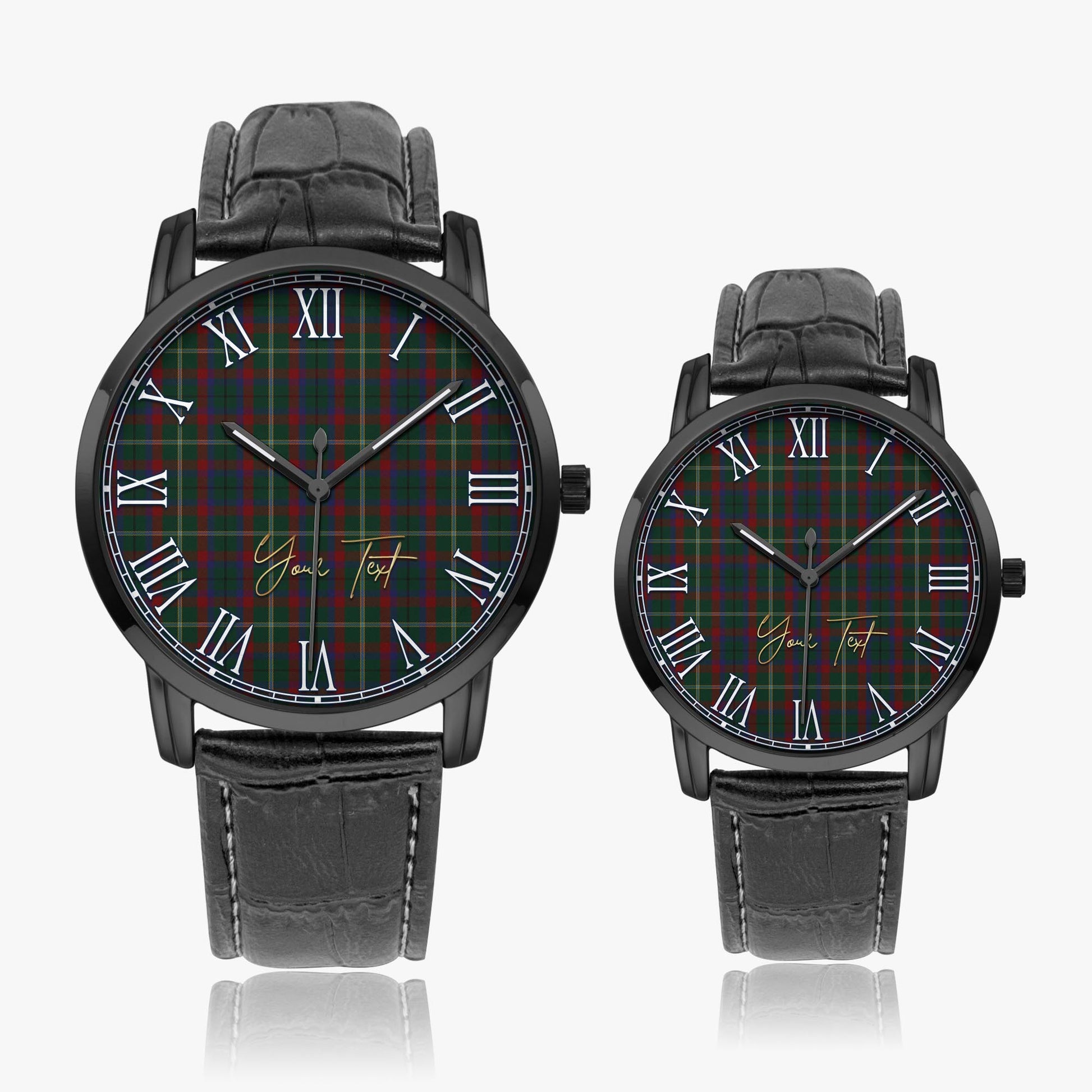 Mayo County Ireland Tartan Personalized Your Text Leather Trap Quartz Watch Wide Type - Tartan Vibes Clothing