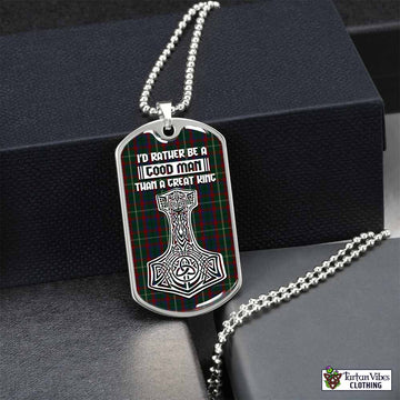 Mayo County Ireland Tartan Dog Tag Necklace Viking Mjolnir Style