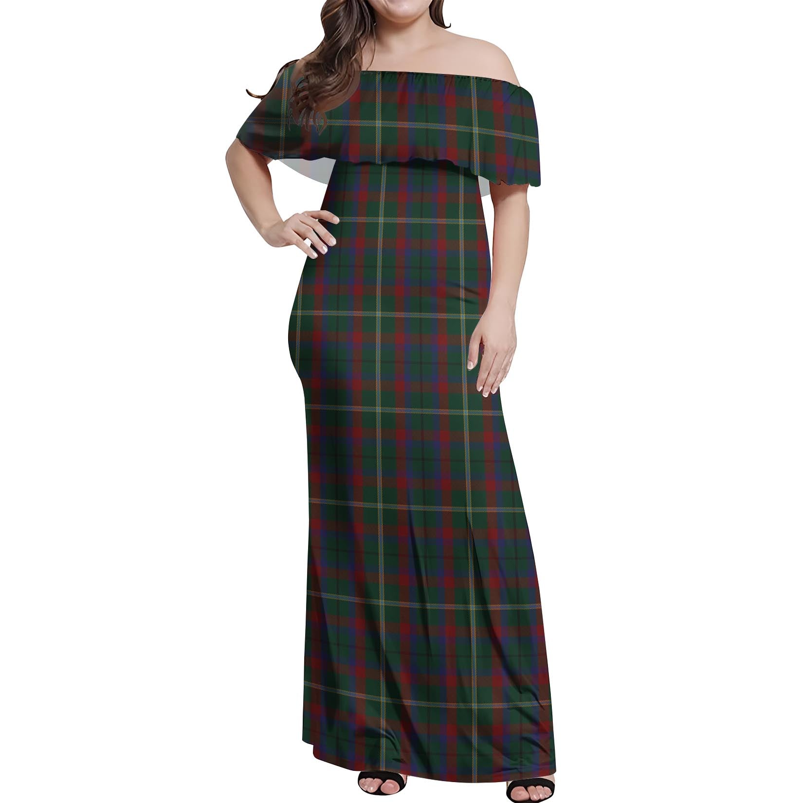 Mayo County Ireland Tartan Off Shoulder Long Dress Women's Dress - Tartan Vibes Clothing