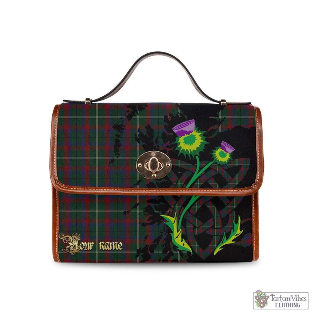Tartan Vibes Clothing Mayo County Ireland Tartan Waterproof Canvas Bag with Scotland Map and Thistle Celtic Accents
