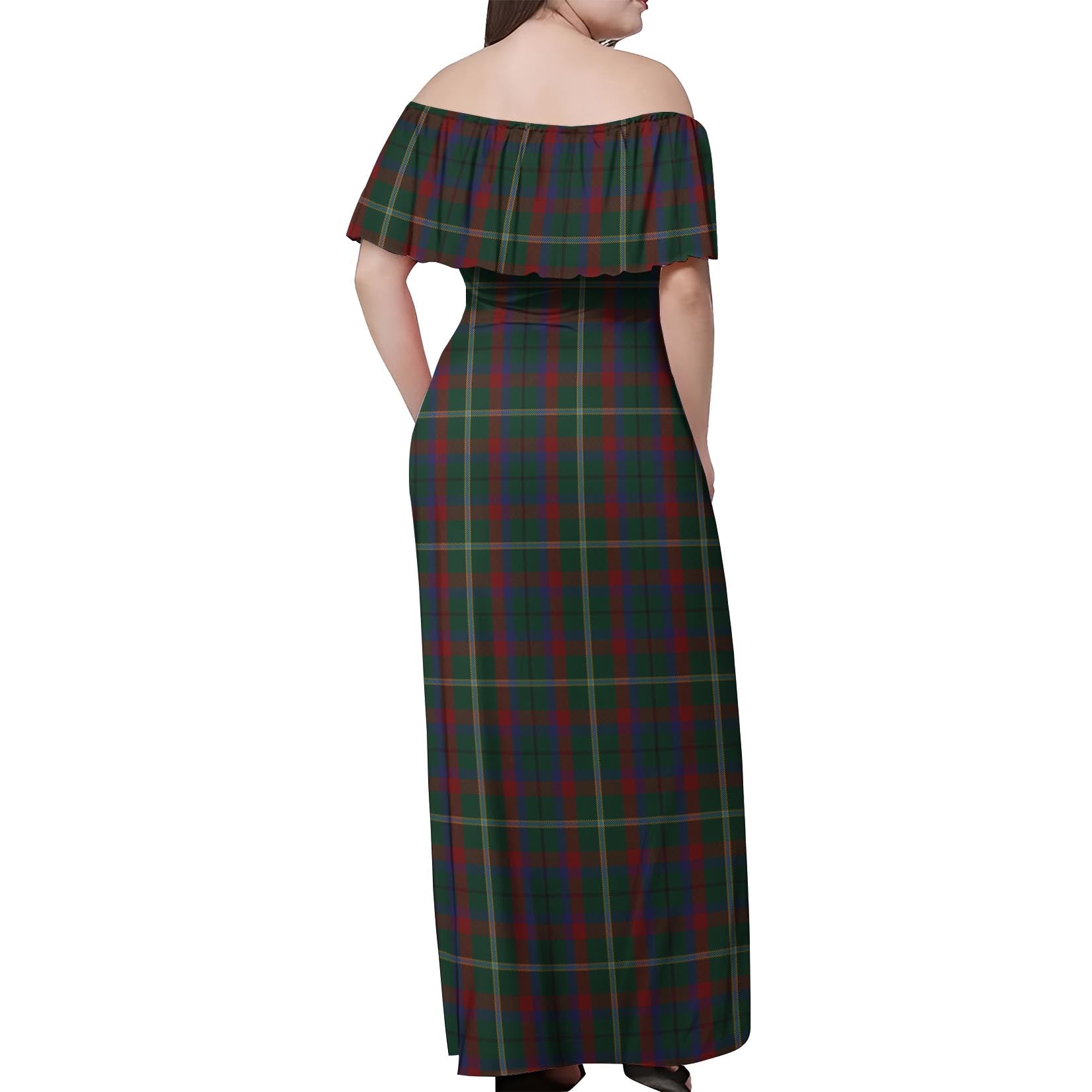 Mayo County Ireland Tartan Off Shoulder Long Dress - Tartan Vibes Clothing