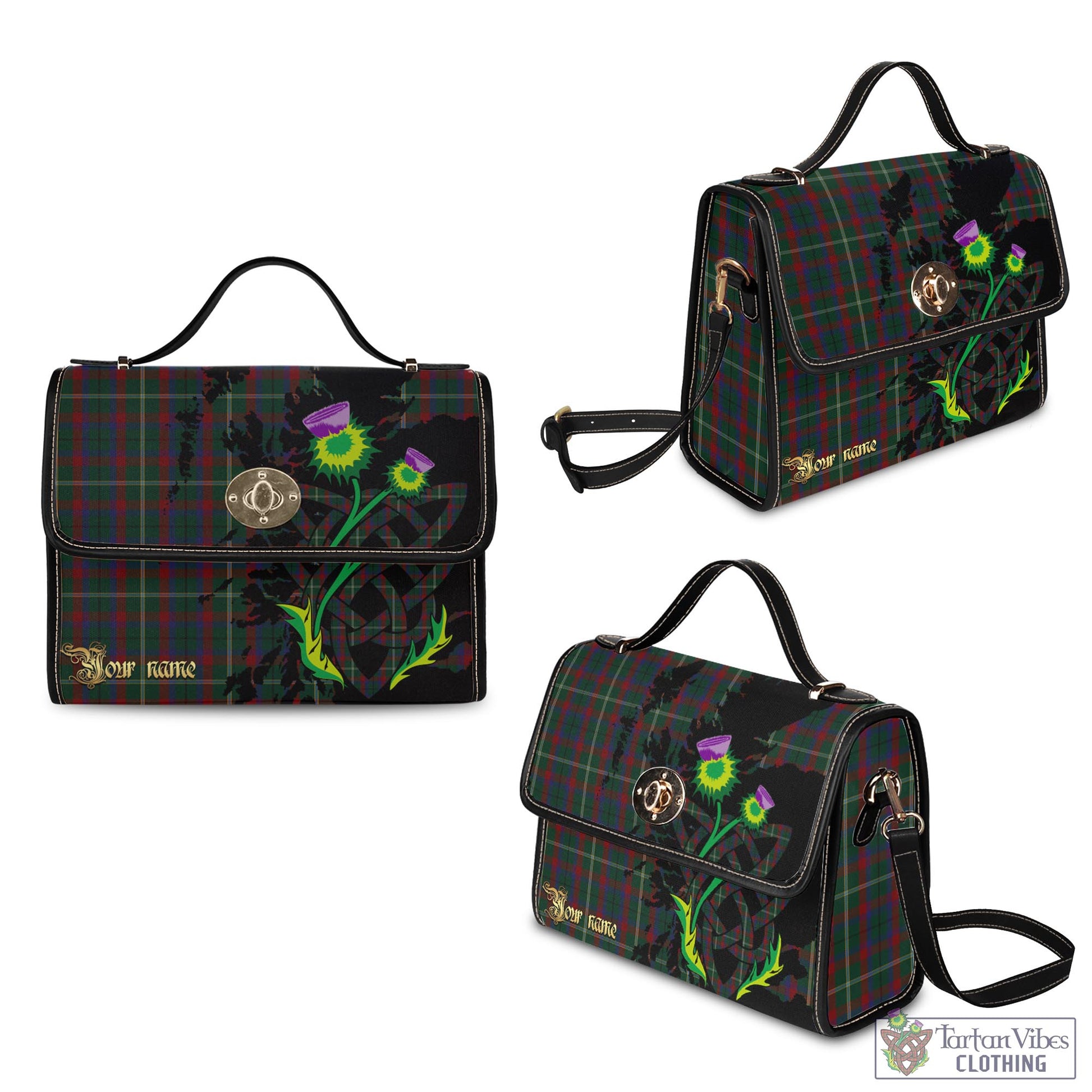Tartan Vibes Clothing Mayo County Ireland Tartan Waterproof Canvas Bag with Scotland Map and Thistle Celtic Accents