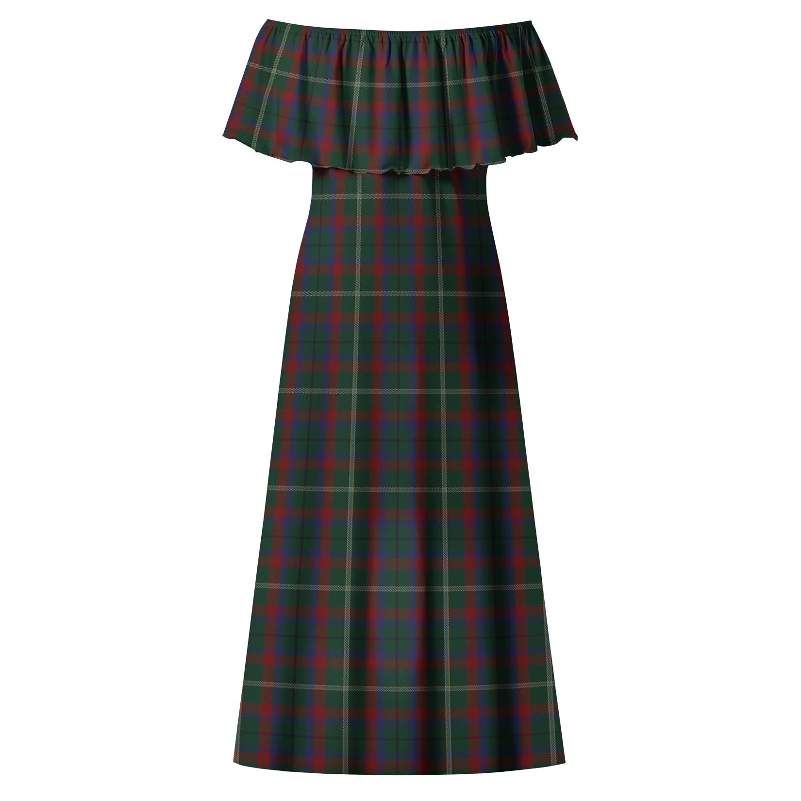 Mayo County Ireland Tartan Off Shoulder Long Dress - Tartan Vibes Clothing