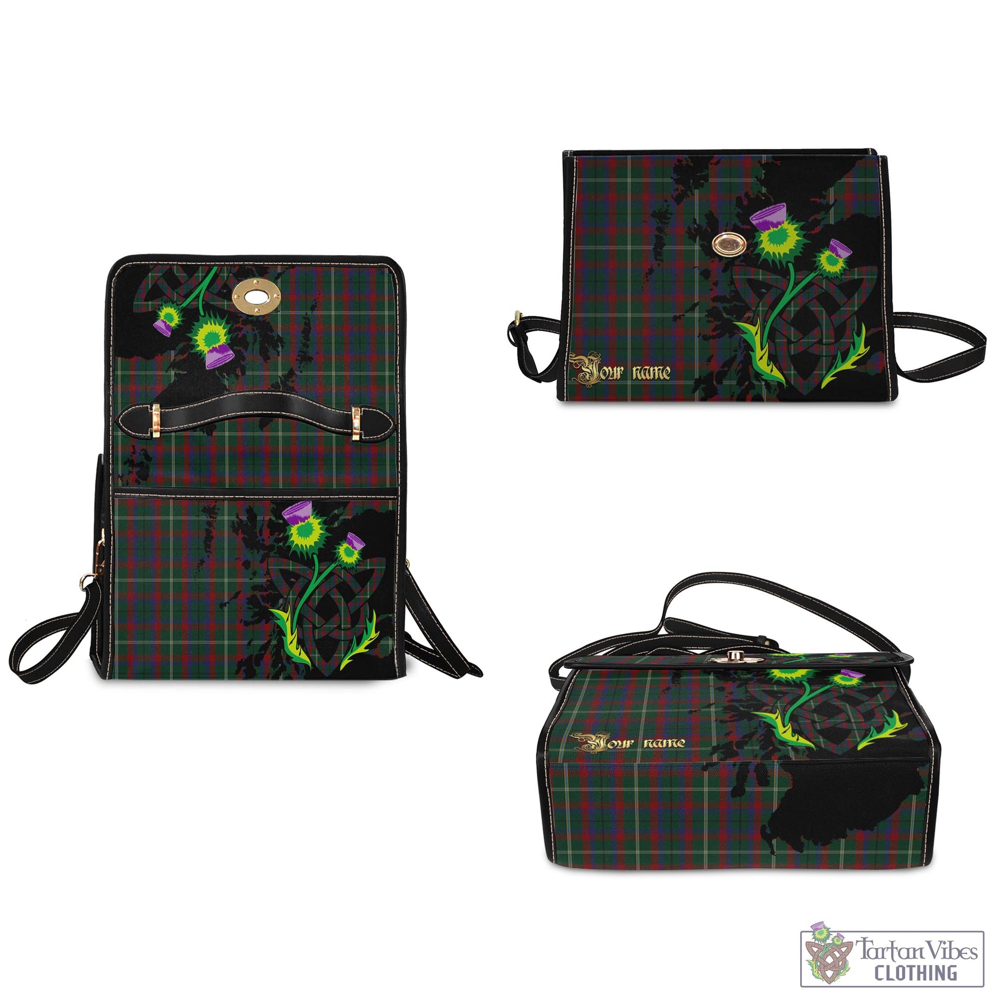 Tartan Vibes Clothing Mayo County Ireland Tartan Waterproof Canvas Bag with Scotland Map and Thistle Celtic Accents