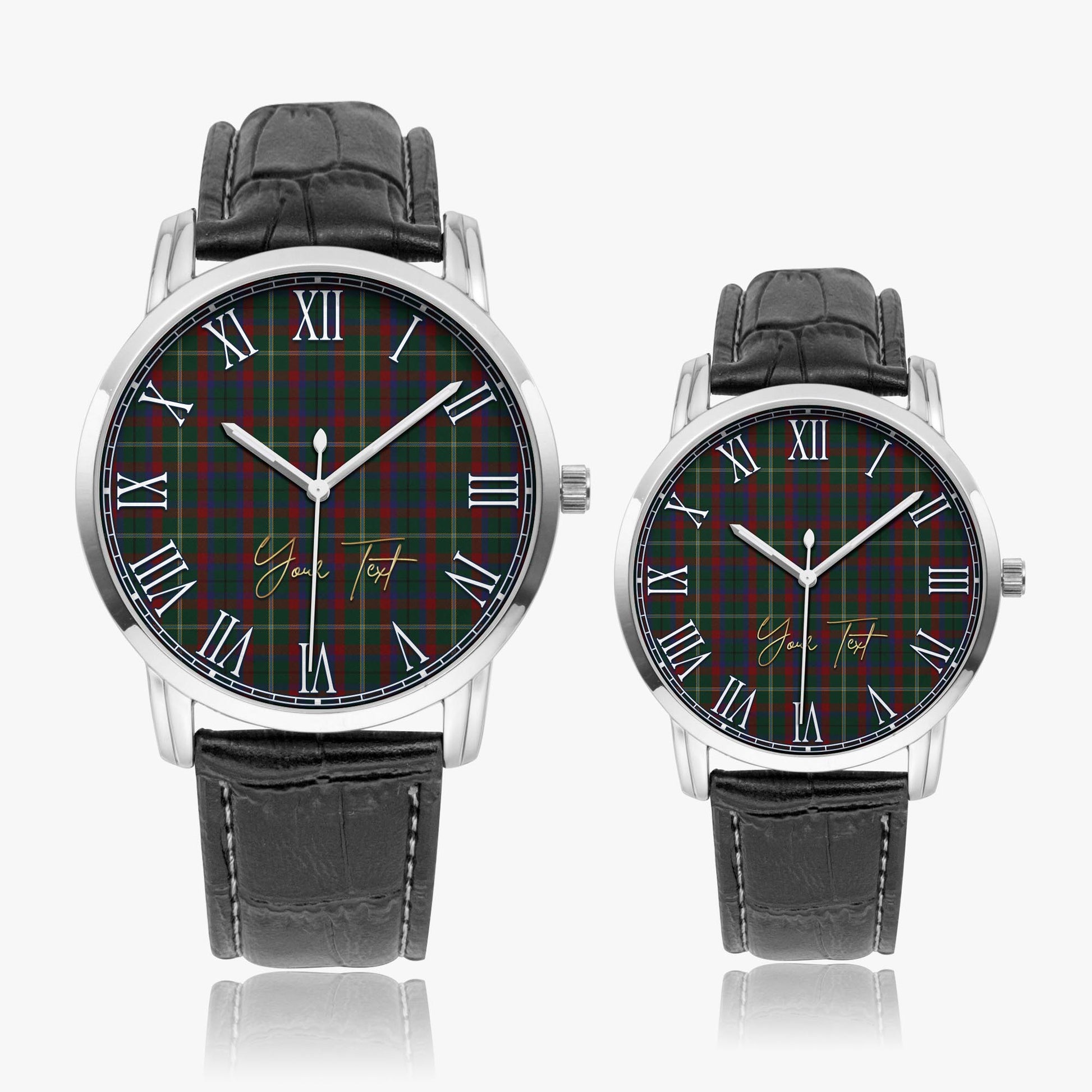 Mayo County Ireland Tartan Personalized Your Text Leather Trap Quartz Watch - Tartan Vibes Clothing