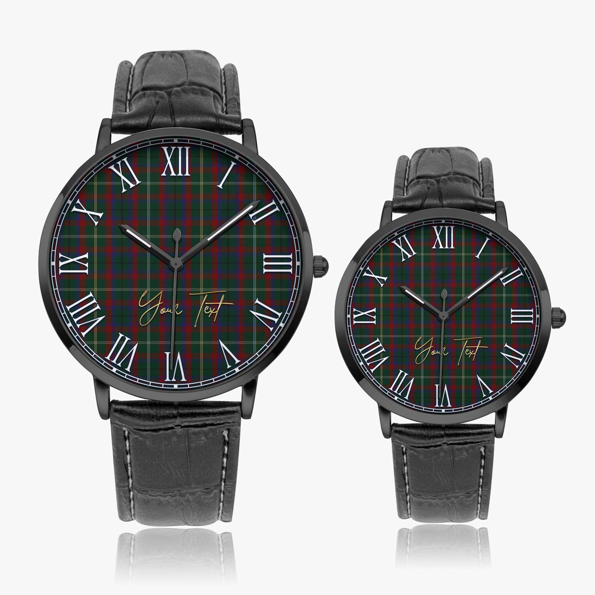 Mayo County Ireland Tartan Personalized Your Text Leather Trap Quartz Watch - Tartan Vibes Clothing