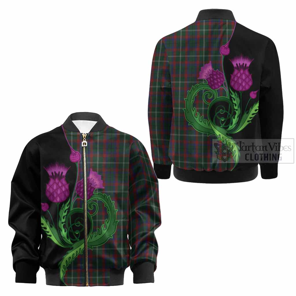 Mayo County Ireland Tartan Kid Bomber Jacket Traditional Scottish Thistle