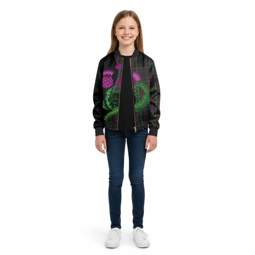 Mayo County Ireland Tartan Kid Bomber Jacket Traditional Scottish Thistle
