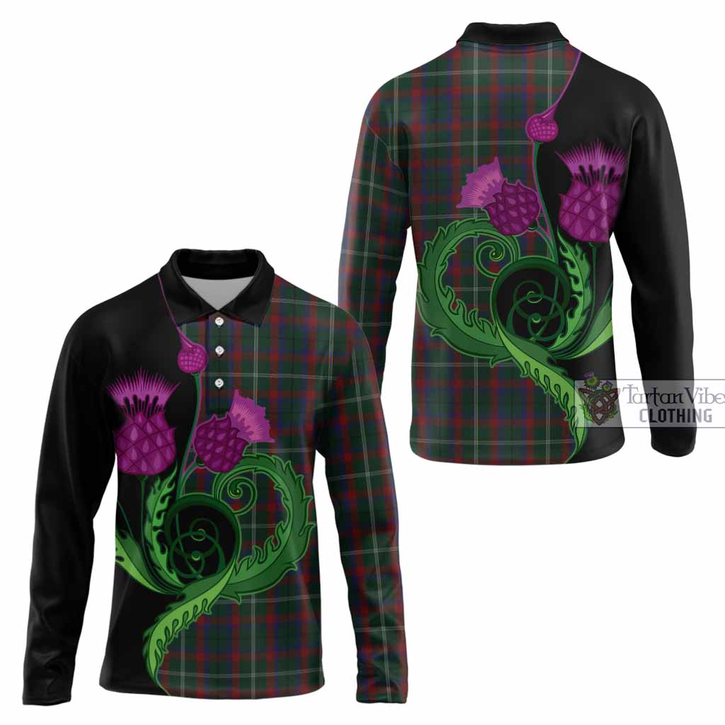 Mayo County Ireland Tartan Long Sleeve Polo Shirt Traditional Scottish Thistle