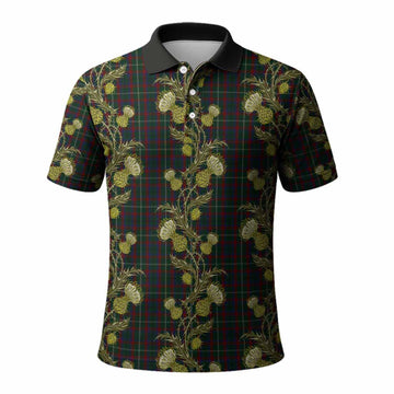 Mayo County Ireland Tartan Polo Shirt Seamless Scottish Thistle Flowers