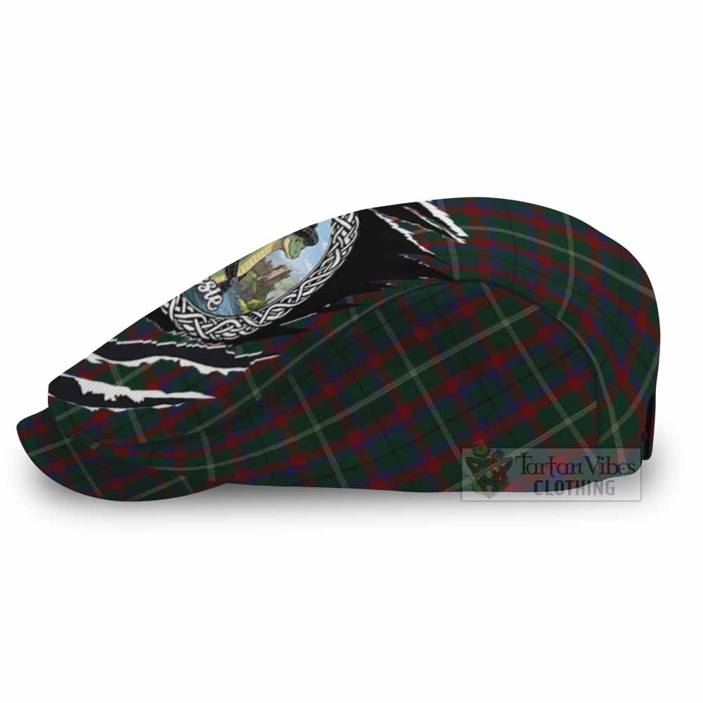 Mayo Tartan Loch Ness Monster Flat Cap, Jeff Cap Celtic Knot Nessie Art