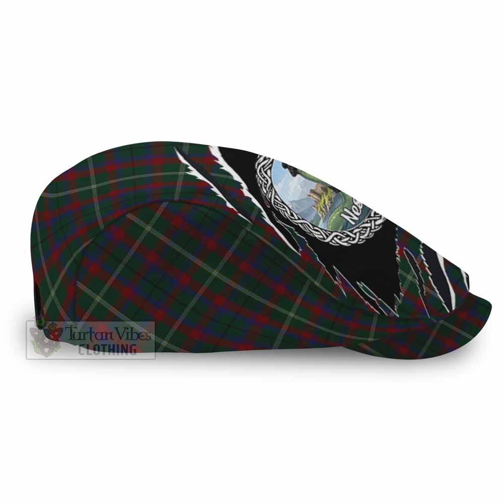 Mayo Tartan Loch Ness Monster Flat Cap, Jeff Cap Celtic Knot Nessie Art