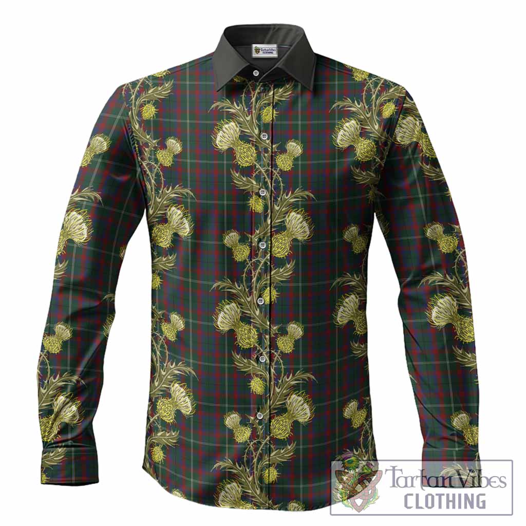 Mayo Tartan Long Sleeve Button Shirts Seamless Scottish Thistle Flowers