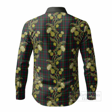 Mayo Tartan Long Sleeve Button Shirts Seamless Scottish Thistle Flowers