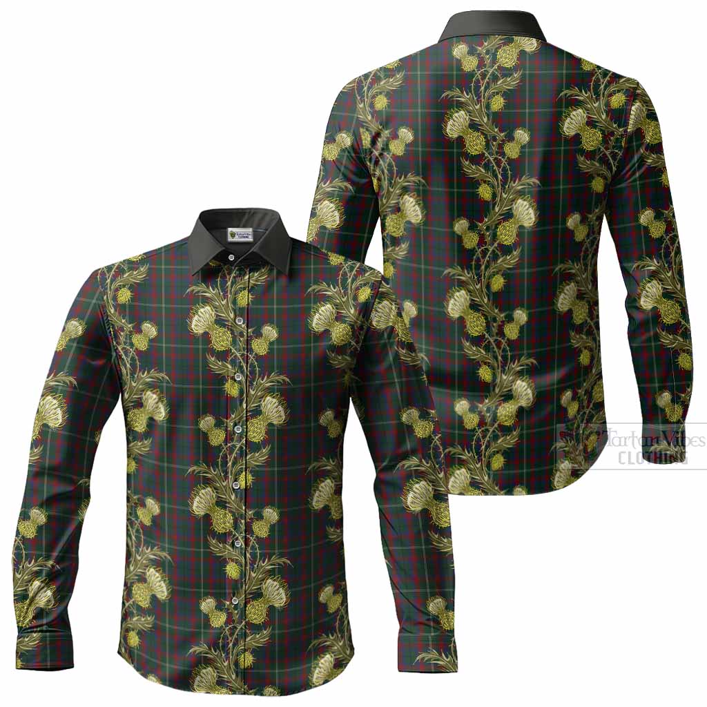 Mayo Tartan Long Sleeve Button Shirts Seamless Scottish Thistle Flowers