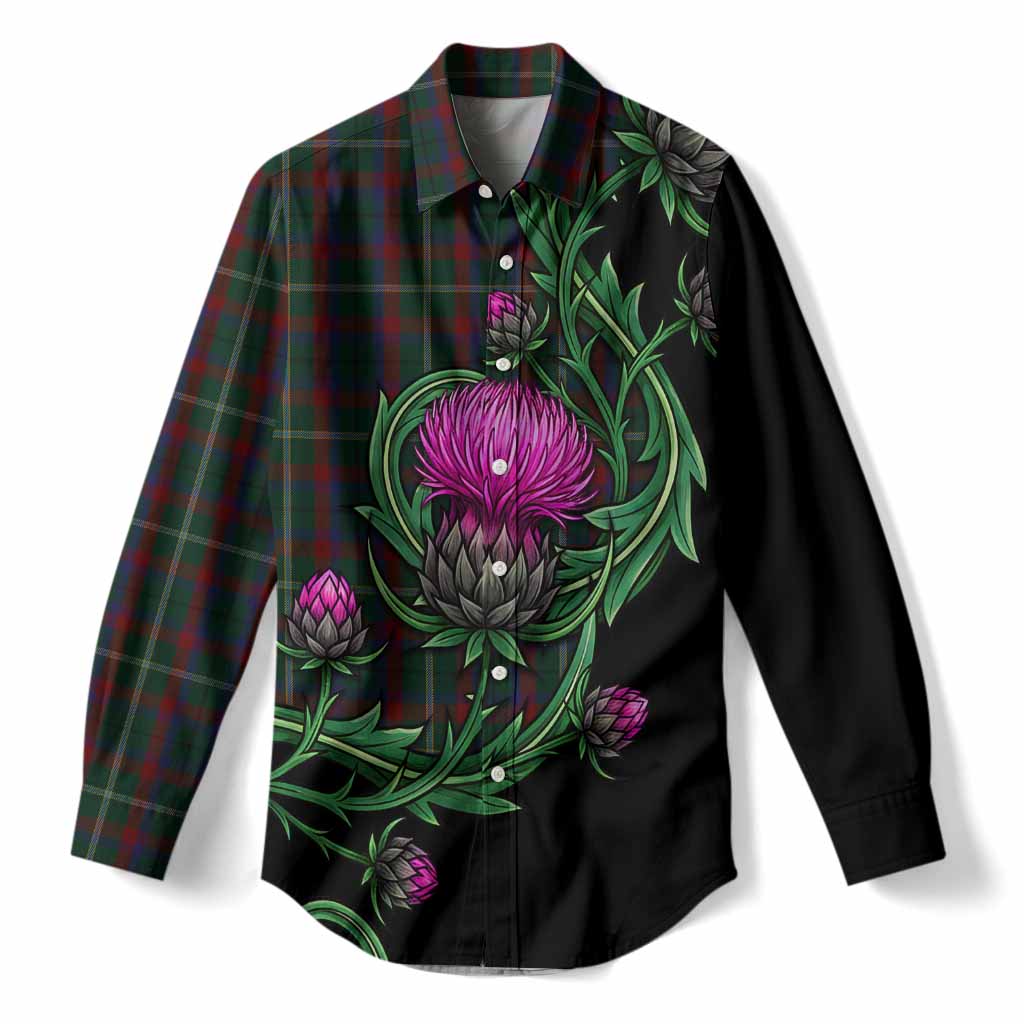 Mayo Tartan Women Casual Shirt Resilient Scottish Thistle