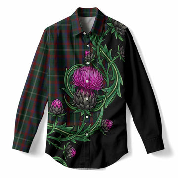 Mayo Tartan Women Casual Shirt Resilient Scottish Thistle