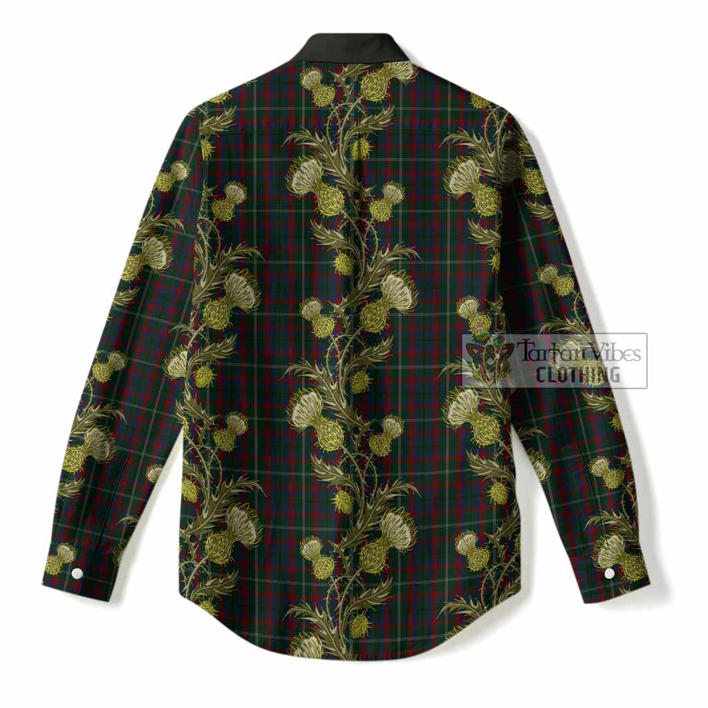 Mayo Tartan Women Casual Shirt Seamless Scottish Thistle Flowers