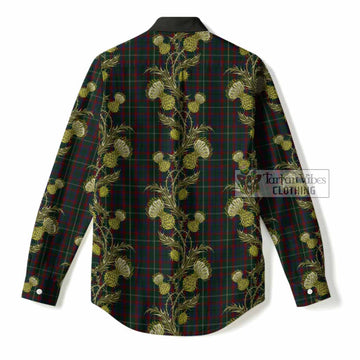 Mayo Tartan Women Casual Shirt Seamless Scottish Thistle Flowers