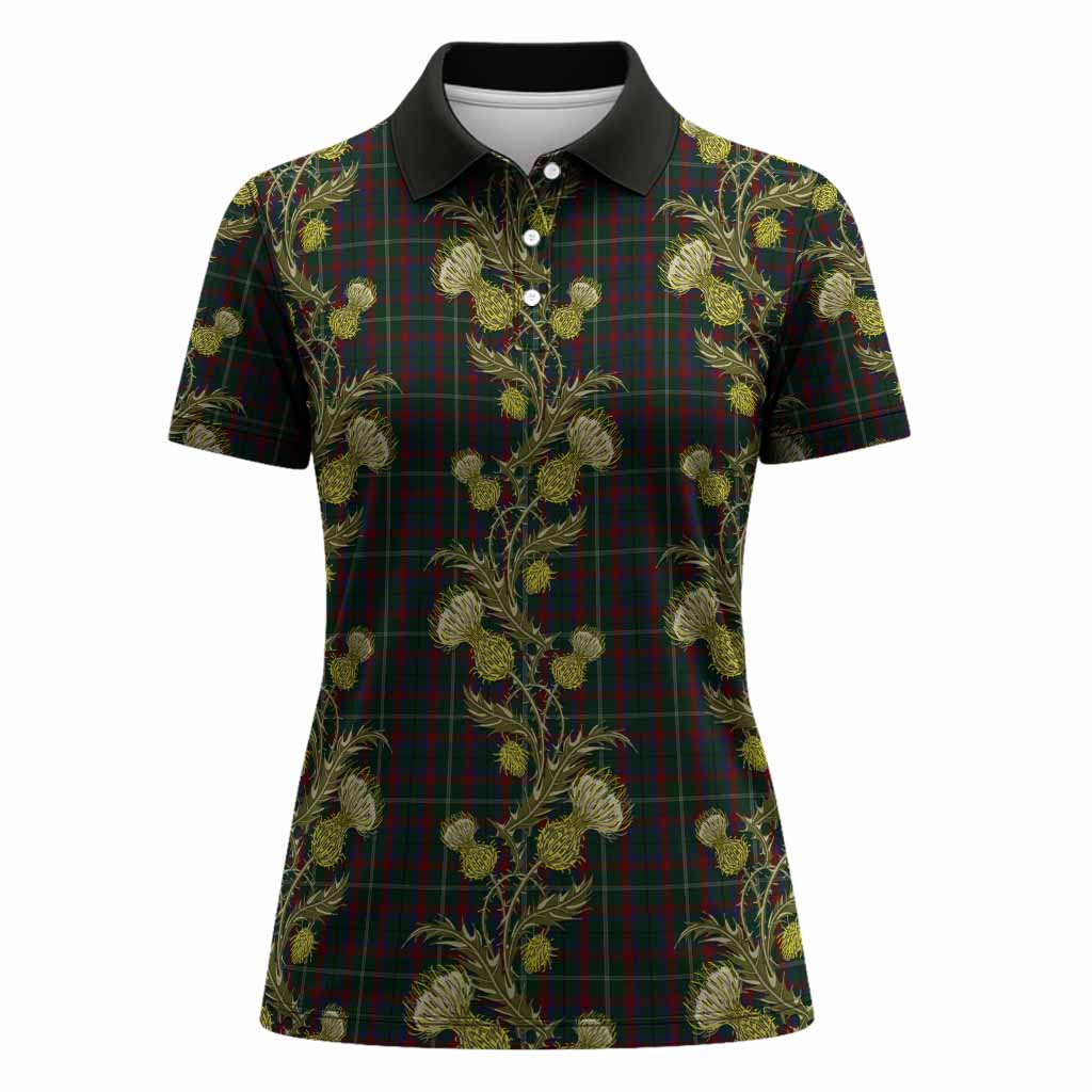 Mayo Tartan Women Polo Shirt Seamless Scottish Thistle Flowers