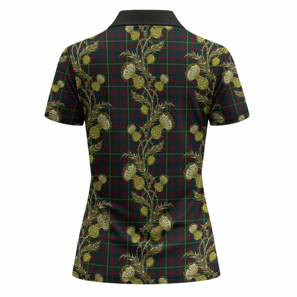 Mayo Tartan Women Polo Shirt Seamless Scottish Thistle Flowers
