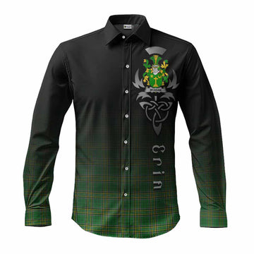 Tartan Vibes Clothing McAdam Irish Clan Long Sleeve Button Shirt with Coat of Arms Erin Go Bragh Celtic Inspired