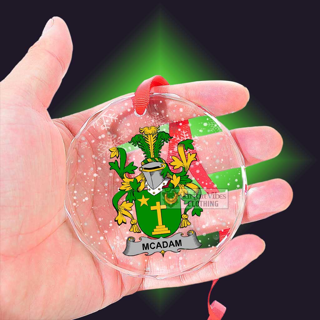 McAdam Irish Clan Christmas Glass Ornament with Coat of Arms - 2D-tartanvibesclothing