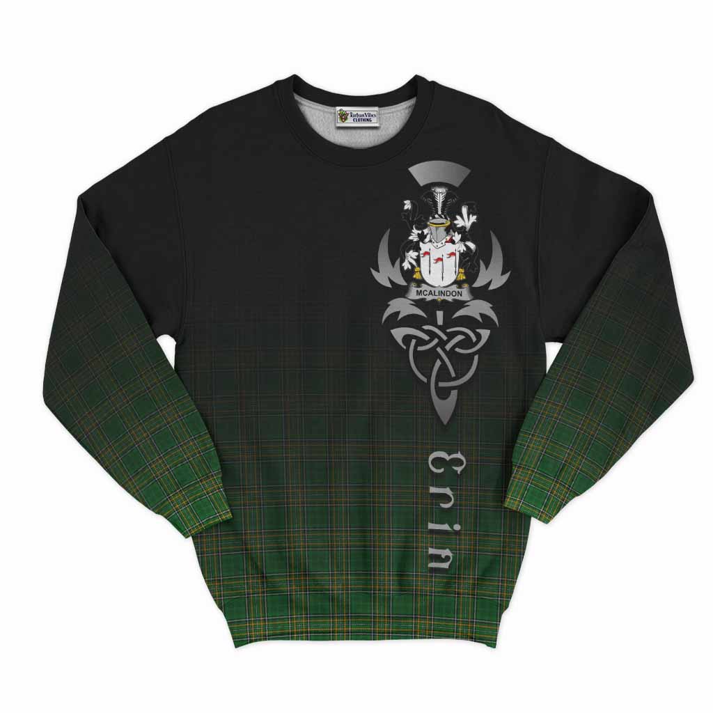 Tartan Vibes Clothing McAlindon Irish Clan Sweatshirt with Coat of Arms Erin Go Bragh Celtic Inspired