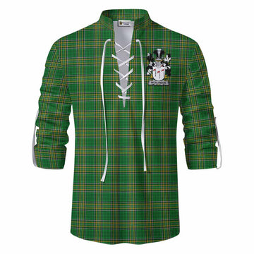 Tartan Vibes Clothing McAlindon Irish Clan Tartan Ghillie Kilt Shirt with Coat of Arms
