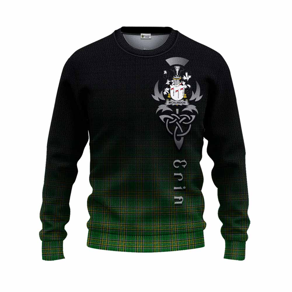 Tartan Vibes Clothing McAlindon Irish Clan Knitted Sweater with Coat of Arms Erin Go Bragh Celtic Inspired