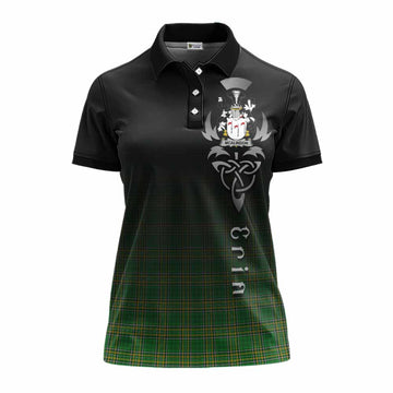 Tartan Vibes Clothing McAlindon Irish Clan Women's Polo Shirt with Coat of Arms Erin Go Bragh Celtic Inspired