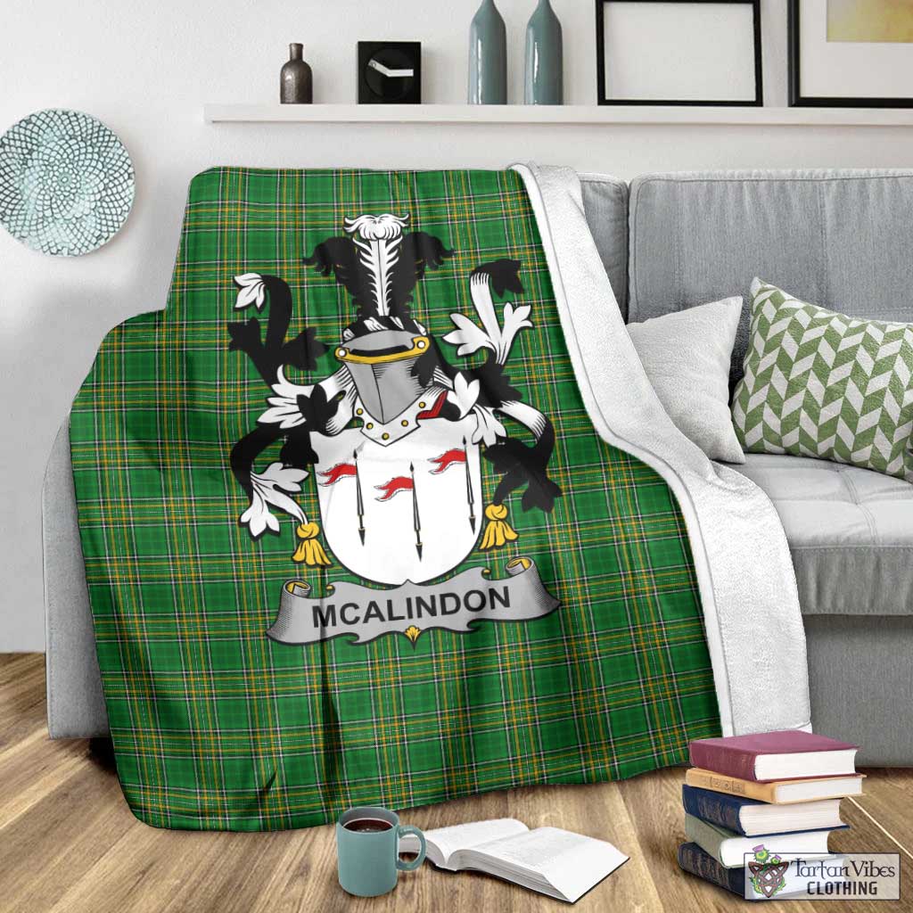 Tartan Vibes Clothing McAlindon Irish Clan Tartan Blanket with Coat of Arms