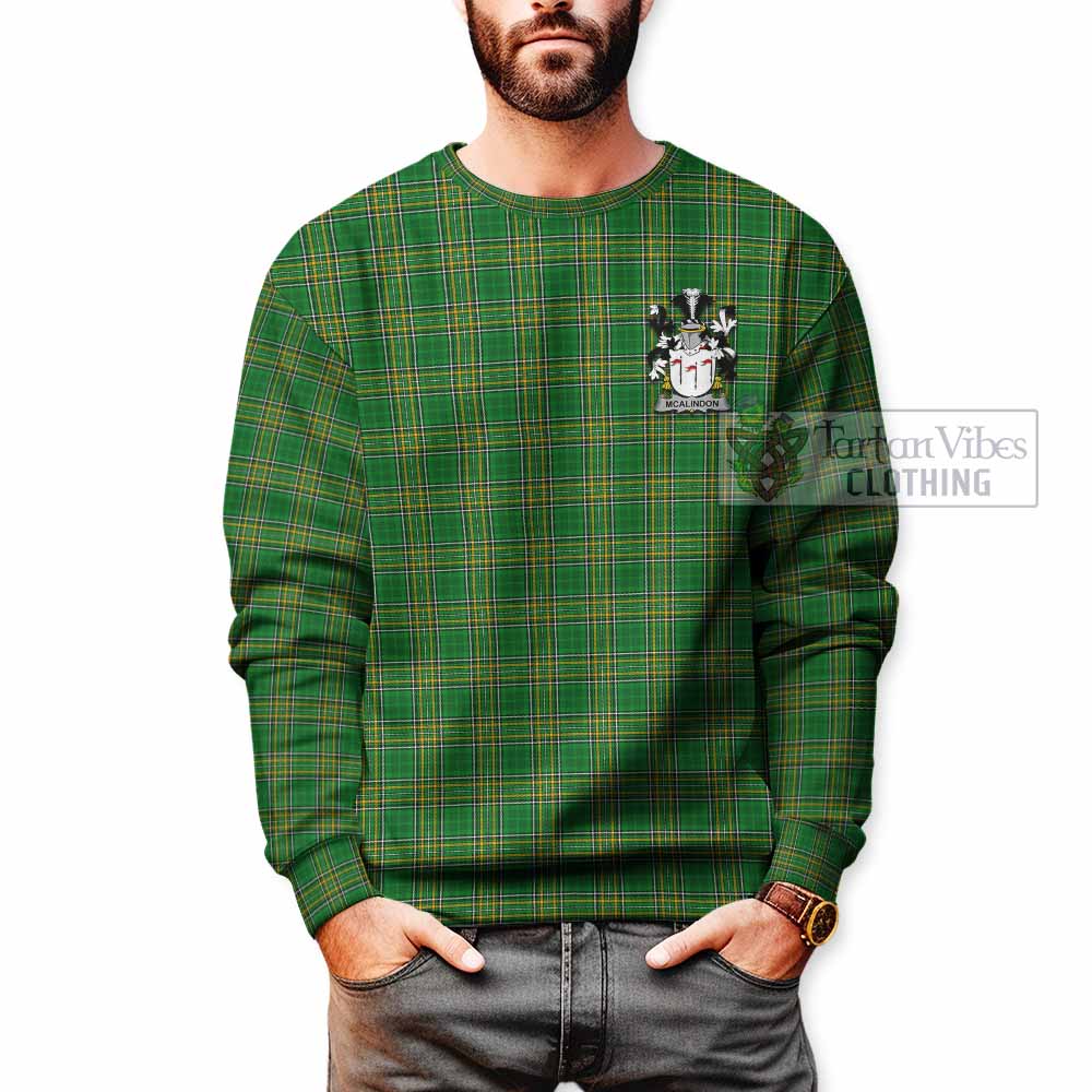 Tartan Vibes Clothing McAlindon Irish Clan Tartan Sweatshirt with Coat of Arms