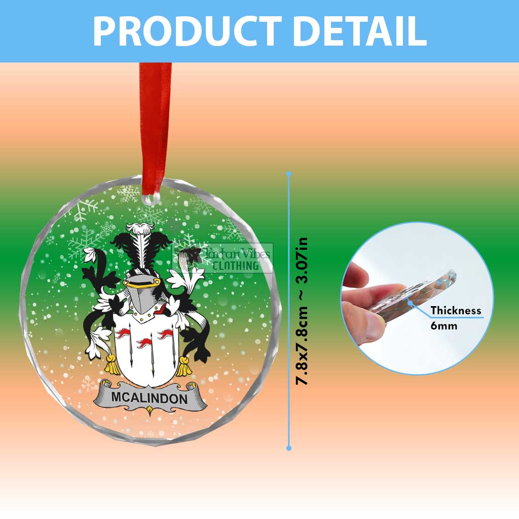 Tartan Vibes Clothing McAlindon Irish Clan Christmas Glass Ornament with Coat of Arms