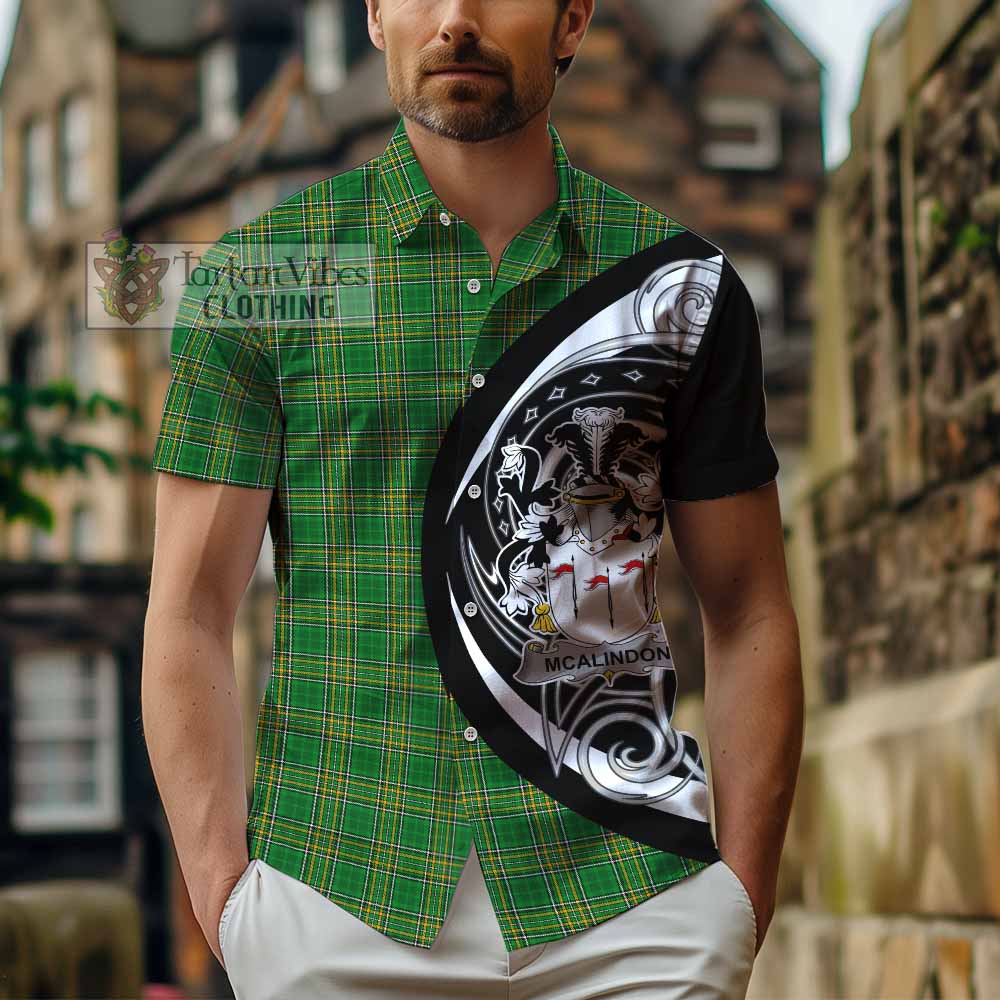 Tartan Vibes Clothing McAlindon Irish Clan Short Sleeve Button Shirt Celtic Circle Style