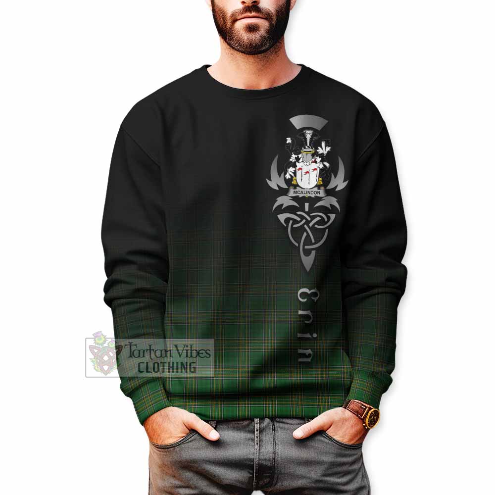 Tartan Vibes Clothing McAlindon Irish Clan Sweatshirt with Coat of Arms Erin Go Bragh Celtic Inspired