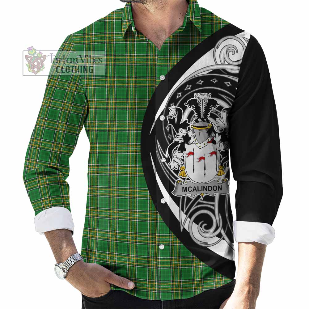 Tartan Vibes Clothing McAlindon Irish Clan Long Sleeve Button Shirt Celtic Circle Style