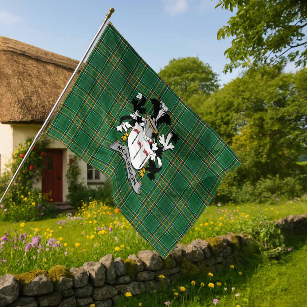 Tartan Vibes Clothing McAlindon Irish Clan Tartan House Flag with Coat of Arms