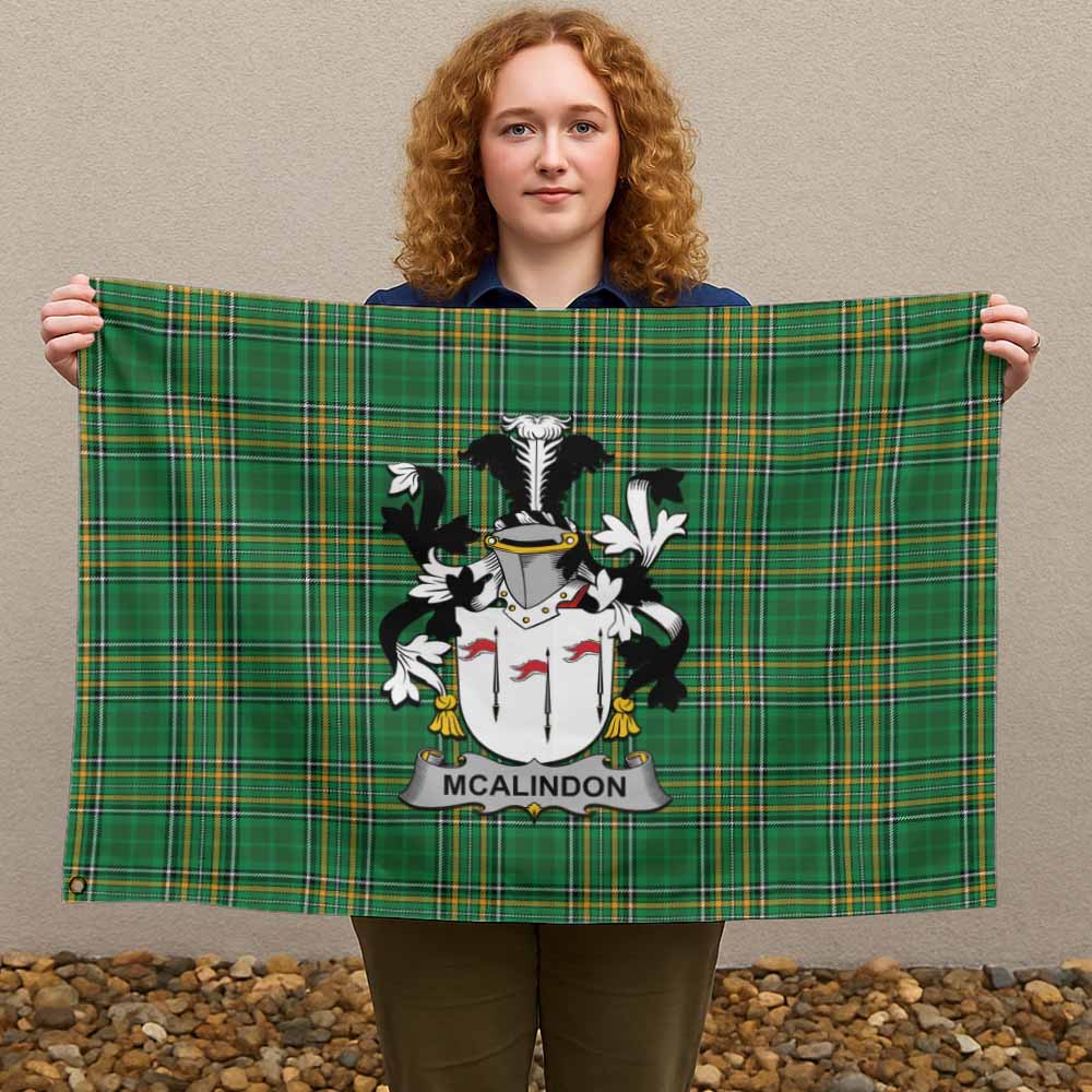 Tartan Vibes Clothing McAlindon Irish Clan Tartan House Flag with Coat of Arms