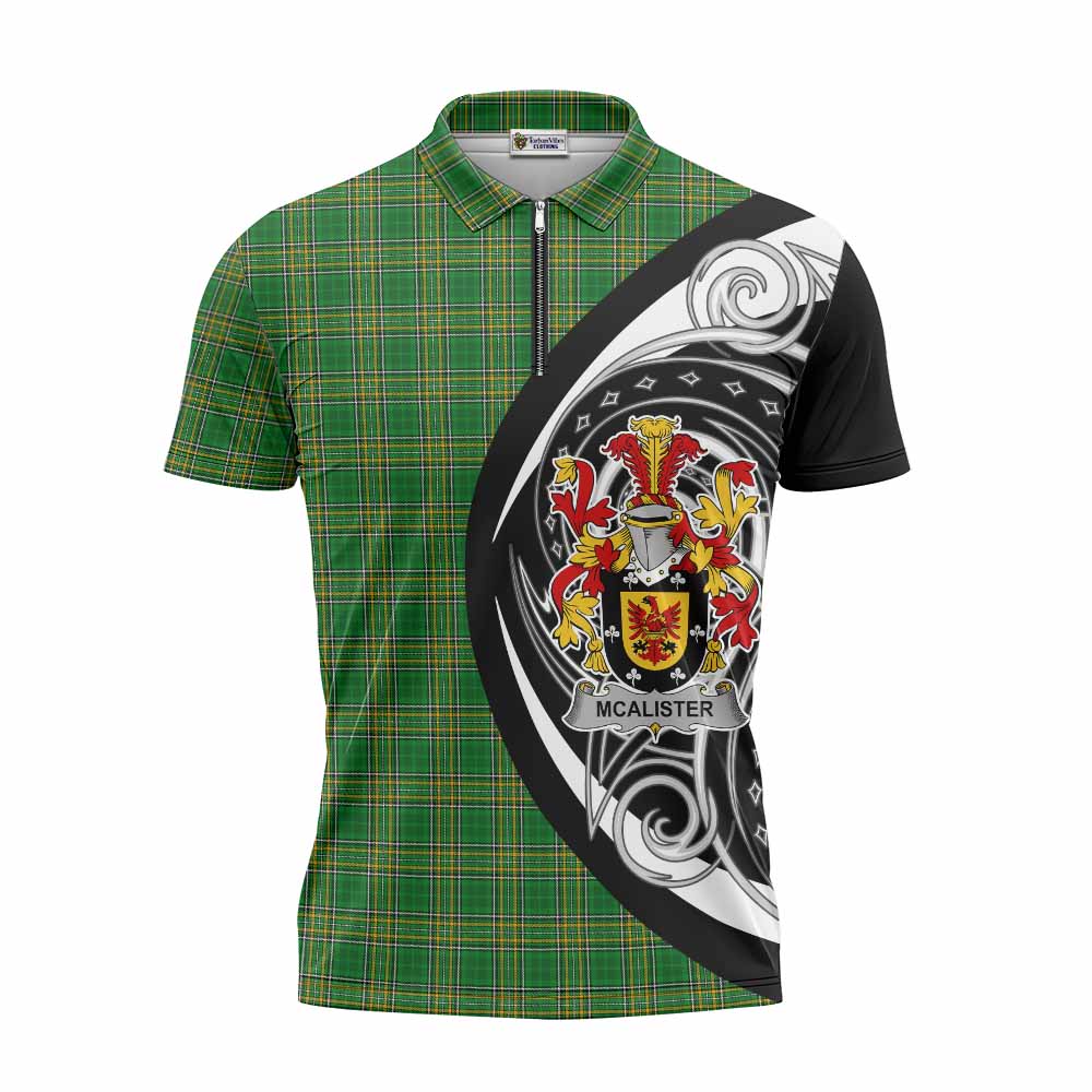 McAlister Irish Clan Zipper Polo Shirt Celtic Circle Style Unisex - Tartan Vibes Clothing