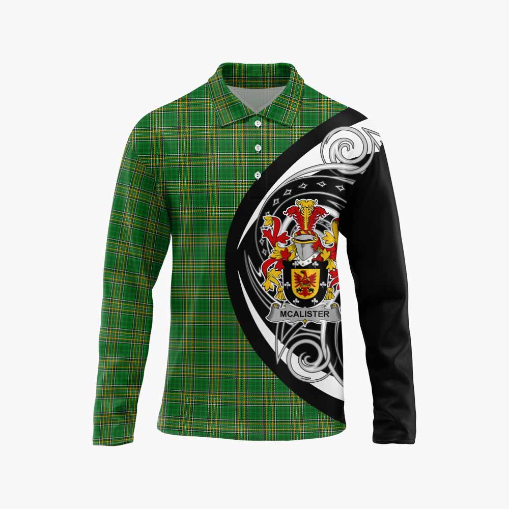 McAlister Irish Clan Long Sleeve Polo Shirt Celtic Circle Style Unisex - Tartan Vibes Clothing