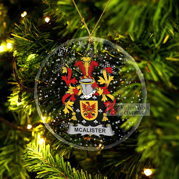 Tartan Vibes Clothing McAlister Irish Clan Christmas Glass Ornament with Coat of Arms