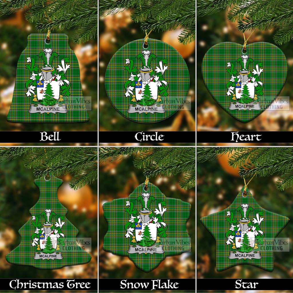 Tartan Vibes Clothing McAlpine Irish Clan Tartan Christmas Ceramic Ornament with Coat of Arms